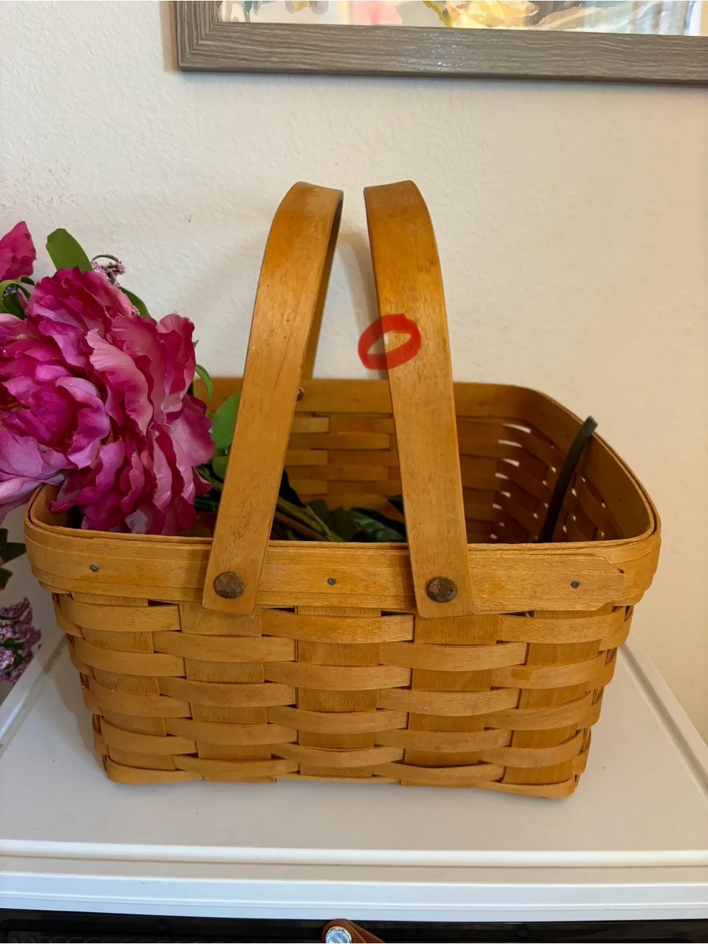 Vintage 1995 Longaberger Square Cake Basket, Swing Handles, 12”x12”x6.25”